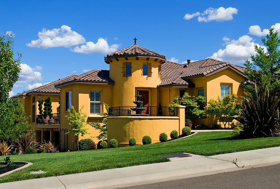 Beautiful luxury house on sunny day in California